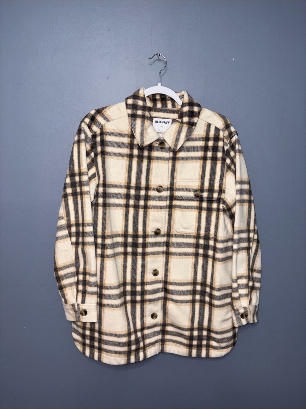 Old Navy | Cream Plaid Shacket | Size Medium